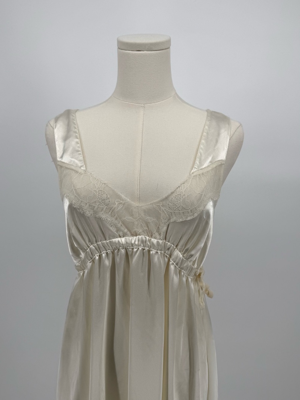Vintage Cream Satin Lace-Trim Chemise